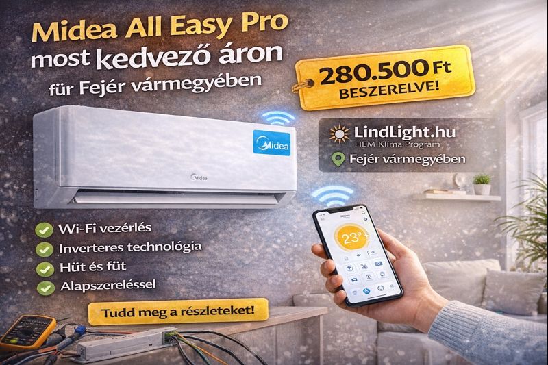 Midea All Easy Pro MEX-12-SP-WIFI – kedvező árú, okos klíma a Lindlight.hu-n