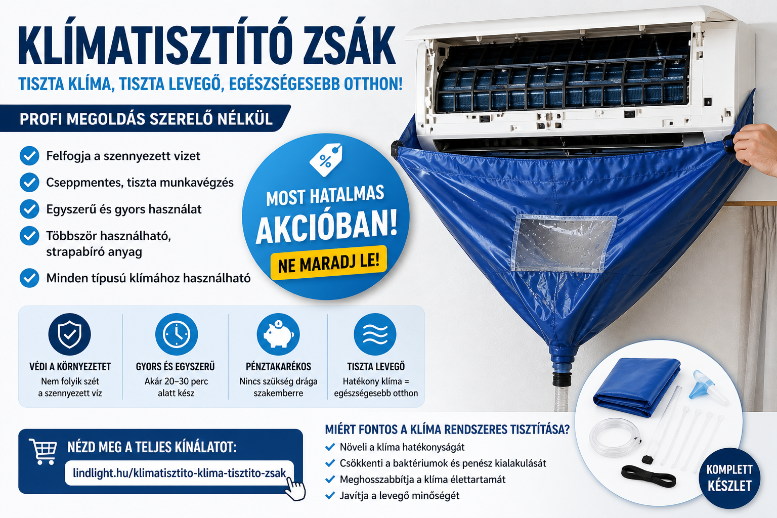 Klímatisztító zsák – így tisztítsd a klímát profi módon, szerelő nélkül