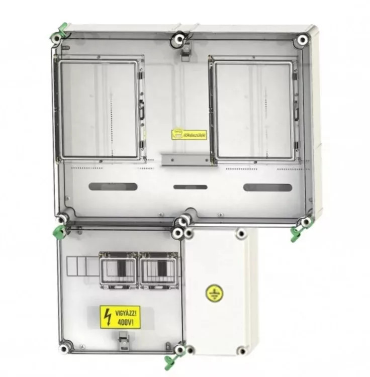 PVT 6075 Á-V Fm-SZ fogyasztásmérő szekrény, 1 vagy 3 fázisú általános és vezérelt mérők számára, szabadvezetékes,földelősínes modullal