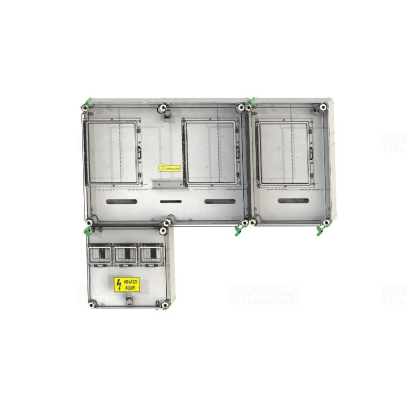 PVT 7590 Á-V-H Fm-SZ fogyasztásmérő szekrény, 1 vagy 3 fázisú általános és vezérelt és H-tarifás méréshez, szabadvezetékes
